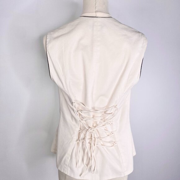 Anne Fontaine - Cream zipper bustier w/ lace-up back - Picture 7 of 10